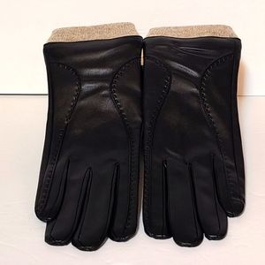 Redess Women's Winter Leather Gloves, Wool Fleece Lined Gloves Size L New